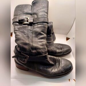 MANAS DESIGN Black Moto Boots Womens Size 38